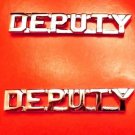Deputy Collar Pin Device Set Cut Out Letters 1/4" Sheriff Dept. Nickel 2219 New