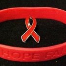 Red Ribbon Pin Silicone Bracelet Set Awareness Heart Lymphoma Pro Life AIDS DARE