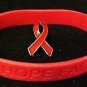 Red Ribbon Pin Silicone Bracelet Set Awareness Heart Lymphoma Pro Life AIDS DARE