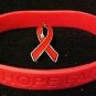 Red Ribbon Pin Silicone Bracelet Set Awareness Heart Lymphoma Pro Life AIDS DARE