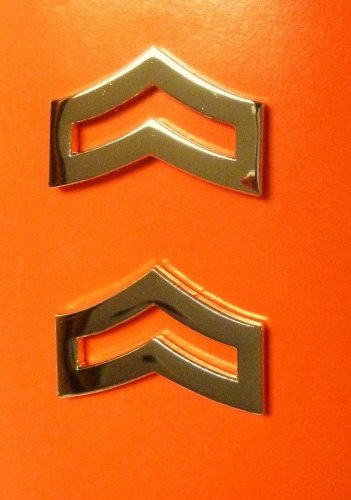 Corporal Collar Device Pin Set Chevron Rank Insignia 1" Police Gold P762G New