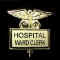 Hospital Ward Clerk Gold Plate Medical Insignia Emblem Pin Caduceus 3519G New