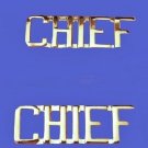Chief Collar Pin Set Cut Out Letters Fire Dept Police Military Rank Nickel 2419