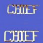 Chief Collar Pin Set Cut Out Letters Fire Dept Police Military Rank Nickel 2419