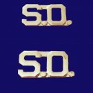 S.O. Security Officer Collar Pin Set Insignia Nickel Metal Cut Out Letters 2405