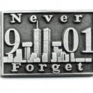 Never Forget 9-11-01 Twin Towers Pin Terror Pewter World Trade Ctr. USA Made New