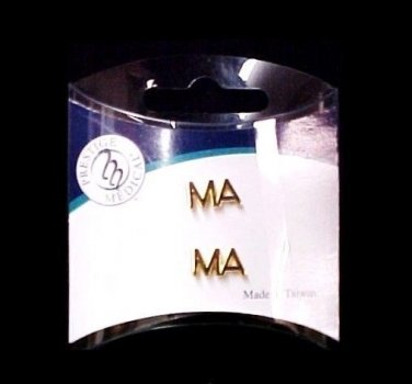 MA Lapel Pin Tac Set 2 Medical Assistant Gold Plate Letter Cut Out Letters New