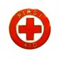 First Aid Red Cross Lapel Collar Pin Device Gold Trim Metal Clutch Back 69G2 New