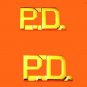 P.D. Collar Pin Set Police Department 3/8" Gold Metal Cut Out Letters 4324G