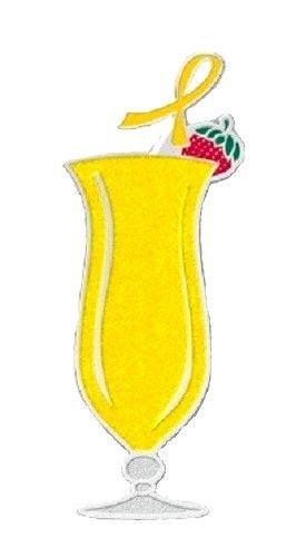 Yellow Awareness Ribbon Pin Icy Tropical Drink Hurricane Glass Cause Cancer New