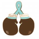 Teal Ribbon Boxing Glove Pin Ovarian Cancer Awareness Brown Gloves New