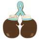 Teal Ribbon Boxing Glove Pin Ovarian Cancer Awareness Brown Gloves New