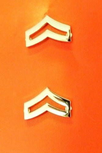 Corporal Collar Pin Device 3/4" Gold Chevron Set Rank Insignia Police 302 New
