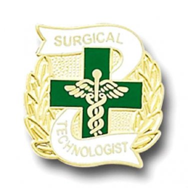 Surgical Technologist Lapel Pin Green Cross Wreath Professional Emblem 976 New