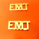 EMT Collar Pin Set Gold 3/8" Cut Out Letters Emergency Medical Technician 2462