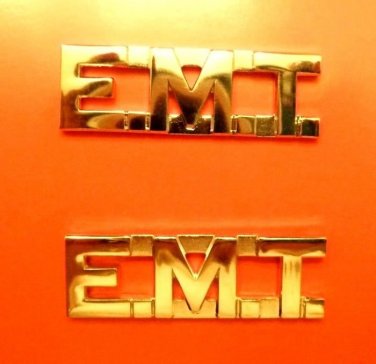 EMT Collar Pin Set Gold 1/2" Cut Out Letters Emergency Medical Technician 2506