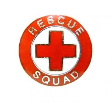 Rescue Squad Collar Pin Device Nickel Plated Silver Red Cross EMS 70S2 New