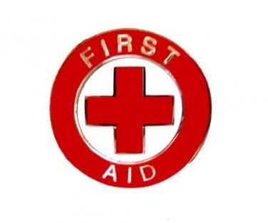 First Aid Red Cross Lapel Pin Silver Trim Cap Tac Metal Clutch Back 69S1 New