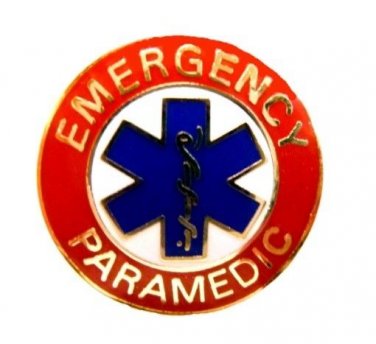 Emergency Paramedic Collar Device Pin 64G2 Gold Red Blue Star of Life Lapel New