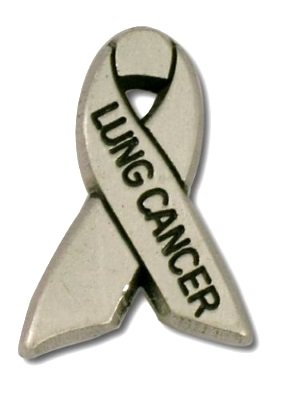 Lung Cancer Awareness Pin Antiqued Pewter Gray Ribbon Cap Tac USA Support New