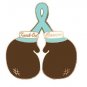 Teal Ribbon Boxing Glove Pin Ovarian Cancer Awareness Brown Gloves New