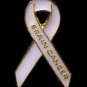 Brain Cancer Awareness Pin Gray Ribbon Gold Raised Letters Cap Tac New