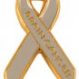 Brain Cancer Awareness Pin Gray Ribbon Gold Raised Letters Cap Tac New