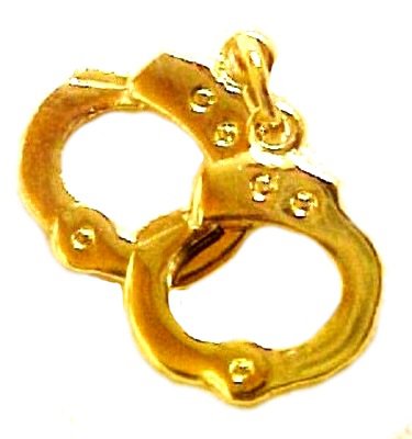 Handcuffs Tie Tac Police Officer Sheriff Security Hand Cuffs Gold Plate P3604
