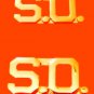 S.O. Collar Pin Set Security Officer Gold Plate 1/2" Cut Out Letters 2518 New