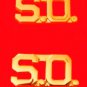 S.O. Collar Pin Set Security Officer Gold Plate 1/2" Cut Out Letters 2518 New
