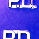 P.D. Collar Pin Set Police Department PD Nickel 3/8" Cut Out Letter 2411 New