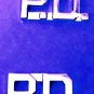 P.D. Collar Pin Set Police Department PD Nickel 3/8" Cut Out Letter 2411 New