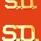 S.O. Collar Pin Set Security Officer Insignia Gold 3/8" Cut Out Letter 2404 New