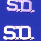 S.O. Collar Pin Set Security Officer 1/2" Nickel Metal Cut Out Letters 2519