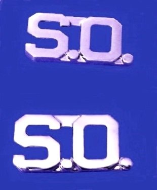 S.O. Collar Pin Set Security Officer 1/2" Nickel Metal Cut Out Letters 2519