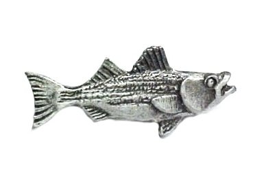 Pewter Bass Pin Striped Fish Fishing Lapel Cap Tac Rock Sport Fisherman New