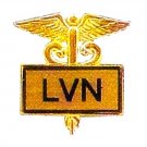 LVN Lapel Pin Licensed Vocational Nurse Inlaid Framed Caduceus Gold 3506G New