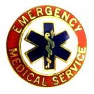 Emergency Medical Service Pin EMS Collar Device Red Gold Star of Life 55G2 New