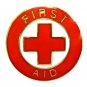 First Aid Red Cross Lapel Collar Pin Device Gold Trim Metal Clutch Back 69G2 New