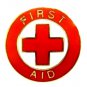 First Aid Red Cross Lapel Collar Pin Device Gold Trim Metal Clutch Back 69G2 New