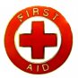 First Aid Red Cross Lapel Collar Pin Device Gold Trim Metal Clutch Back 69G2 New