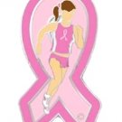 Pink Ribbon Lapel Pin Marathon Runner Breast Cancer Awareness Sports Edition New