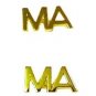 MA Lapel Pin Tac Set 2 Medical Assistant Gold Plate Letter Cut Out Letters New