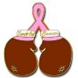 Pink Ribbon Pin Brown Boxing Gloves Knock Out Cancer Breast Awareness Fight New