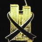 Twin Towers Black Ribbon Lapel Pin Remember 9-11-01 USA Awareness Gold Plate New