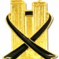 Twin Towers Black Ribbon Lapel Pin Remember 9-11-01 USA Awareness Gold Plate New