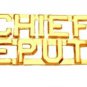 Chief Deputy Collar Pin Device Set Sheriff Department Gold Cut Out Letters 2212G