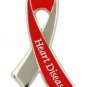 Heart Disease Pin Silver and Red Ribbon w/ Lettering Awareness Month February