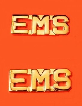 EMS Collar Pin Set  Emergency Medical Services Gold Cut Out Letters 2466 New