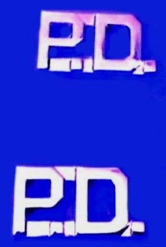 P.D. Police Department Collar Pin Device Set Nickel Metal Cut Out Letters 4315N
